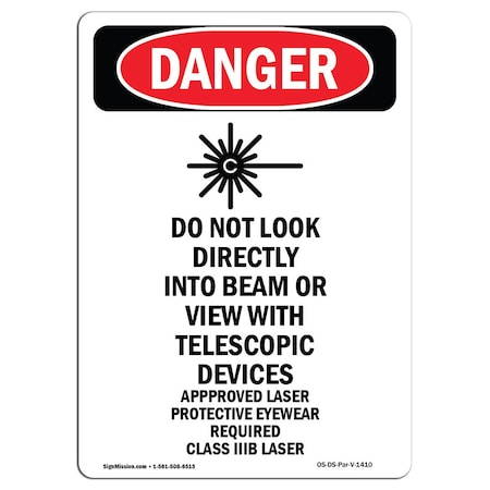 OSHA Danger Sign, Do Not Look Directly, 7in X 5in Decal